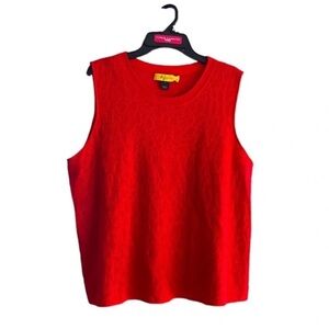 ST. JOHN Red Sleeveless Wool Blend Top Size Large